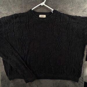COOGI Australia 5XL Sweater Knit Intricate Black Cotton Pullover Crop Short